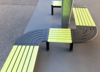 Aria Bench, Lycra Strip battens with Textura Monument frames and connector panels.