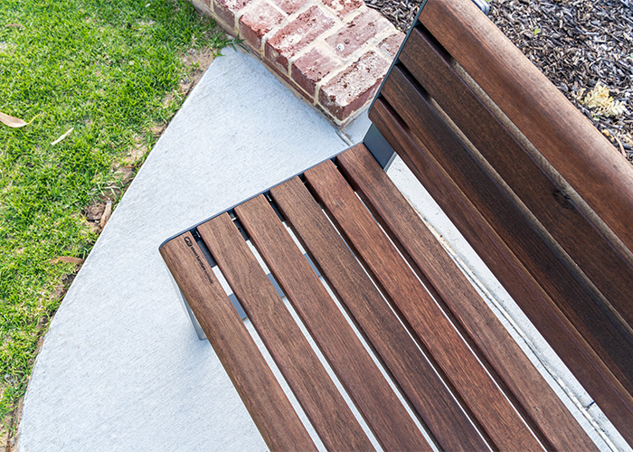 Linea Seat (LIS10, 1500mm) with eco-certified hardwood battens, Ironstone frame.