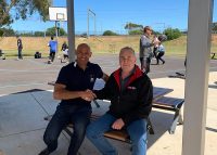 Roger Rasheed with Street Furniture Australia's Paul Johnson at the hub opening.