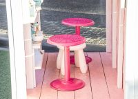 Cafe Stools made it inside some of the cubby houses, hand-built by the community.