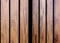 Battens in aluminium woodgrain Spotted Gum.