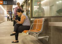 TransLink's bright orange Concourse Seats add warmth and comfort to the refurbished station.