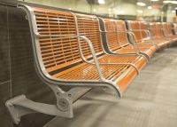 Detail: Concourse seats can be wall-mounted, or specified with legs.