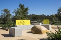 Sunshine yellow seat backs in custom design by Cardno.