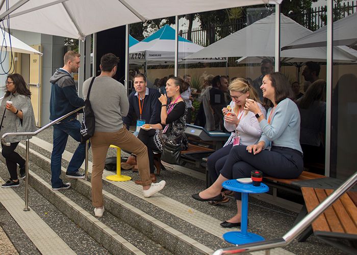 Curved Aria Bench, with Cafe Stools for your coffee.