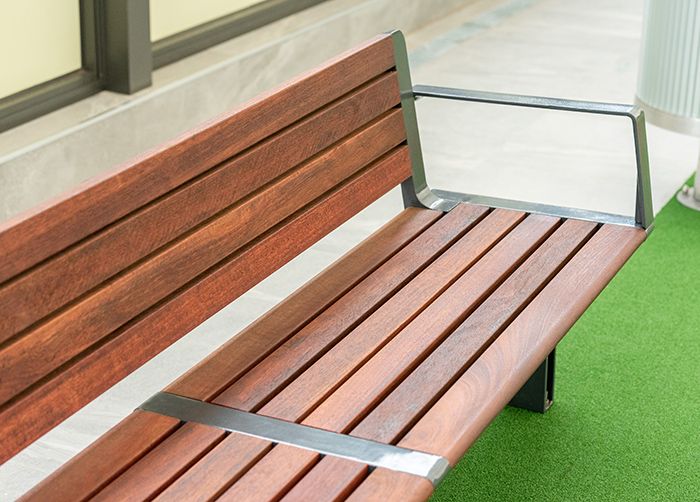 Aria Seat with Jarrah battens, Textura Monument frame.