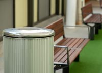 Plato Bin 80L, aluminium anodised with fluted body.