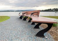 Arc Seat with tailored Modwood battens, frames in Night Sky.