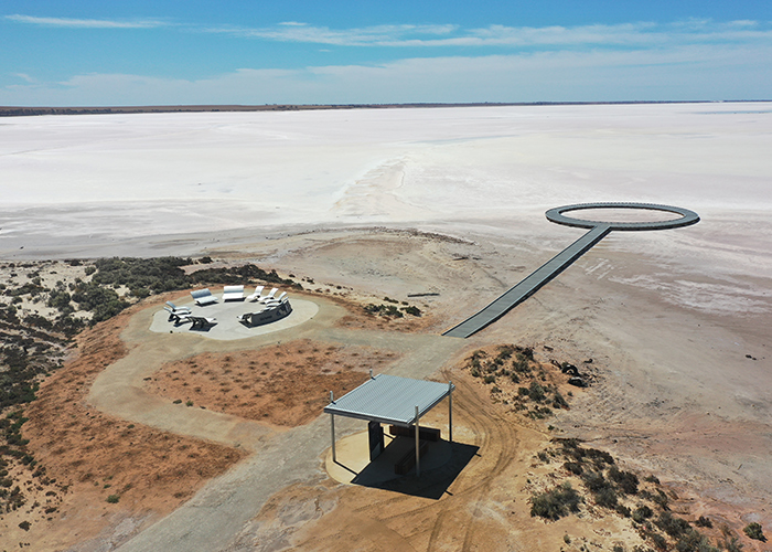 Aerial view of the Sky Lounge, shelter and boardwalk. Photo: Thomson Hay Landscape Architects.