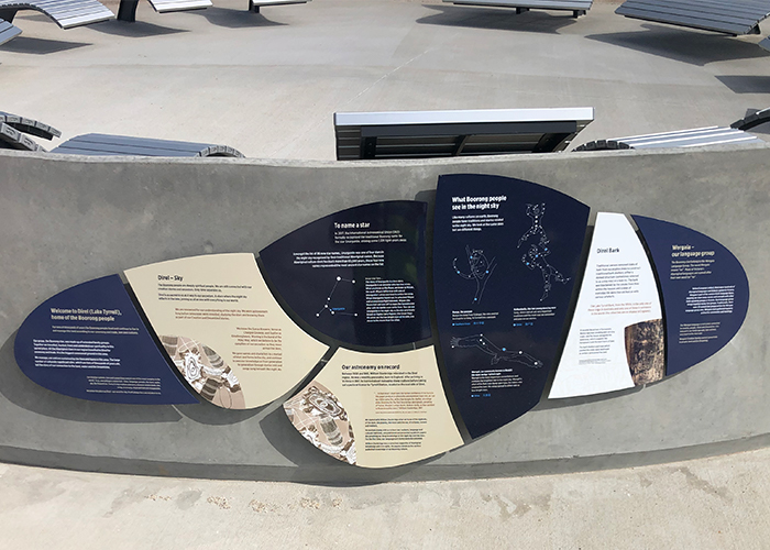Sky Lounge interpretive signage. Photo: Thomson Hay Landscape Architects.