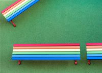 Mall Slim Bench in DuraBright Lobster Red, Orange, Yellow, Viper Green, Bondi Blue and Jaybird.