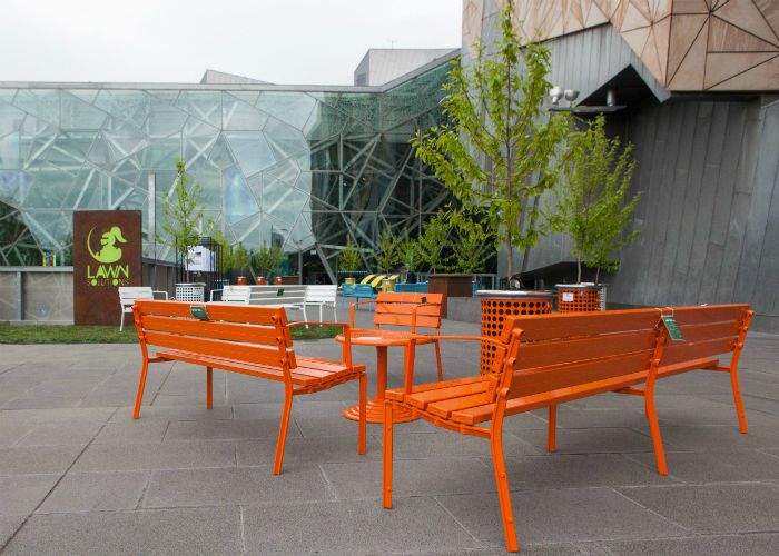 Forum Seats and Rim Bins in Orange