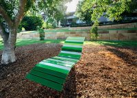 Mall Sun Lounge with battens in Pearl White, Lycra Strip Green, Viper Green and Shamrock Green.