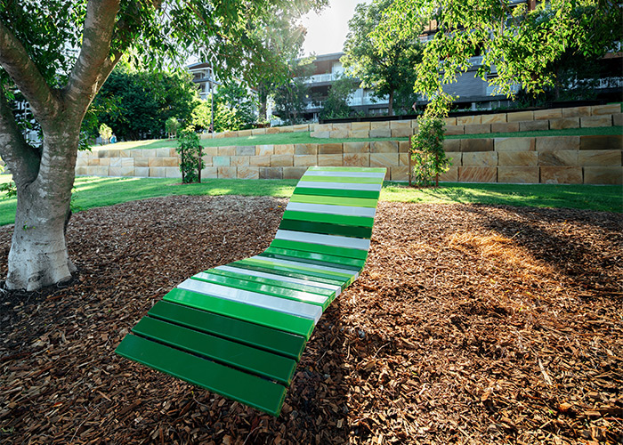 Mall Sun Lounge with battens in Pearl White, Lycra Strip Green, Viper Green and Shamrock Green.