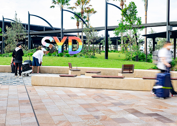 Linea Seats and Benches (600mm, 1200mm) plinth-fixed with hardwood battens, Jasper frames.