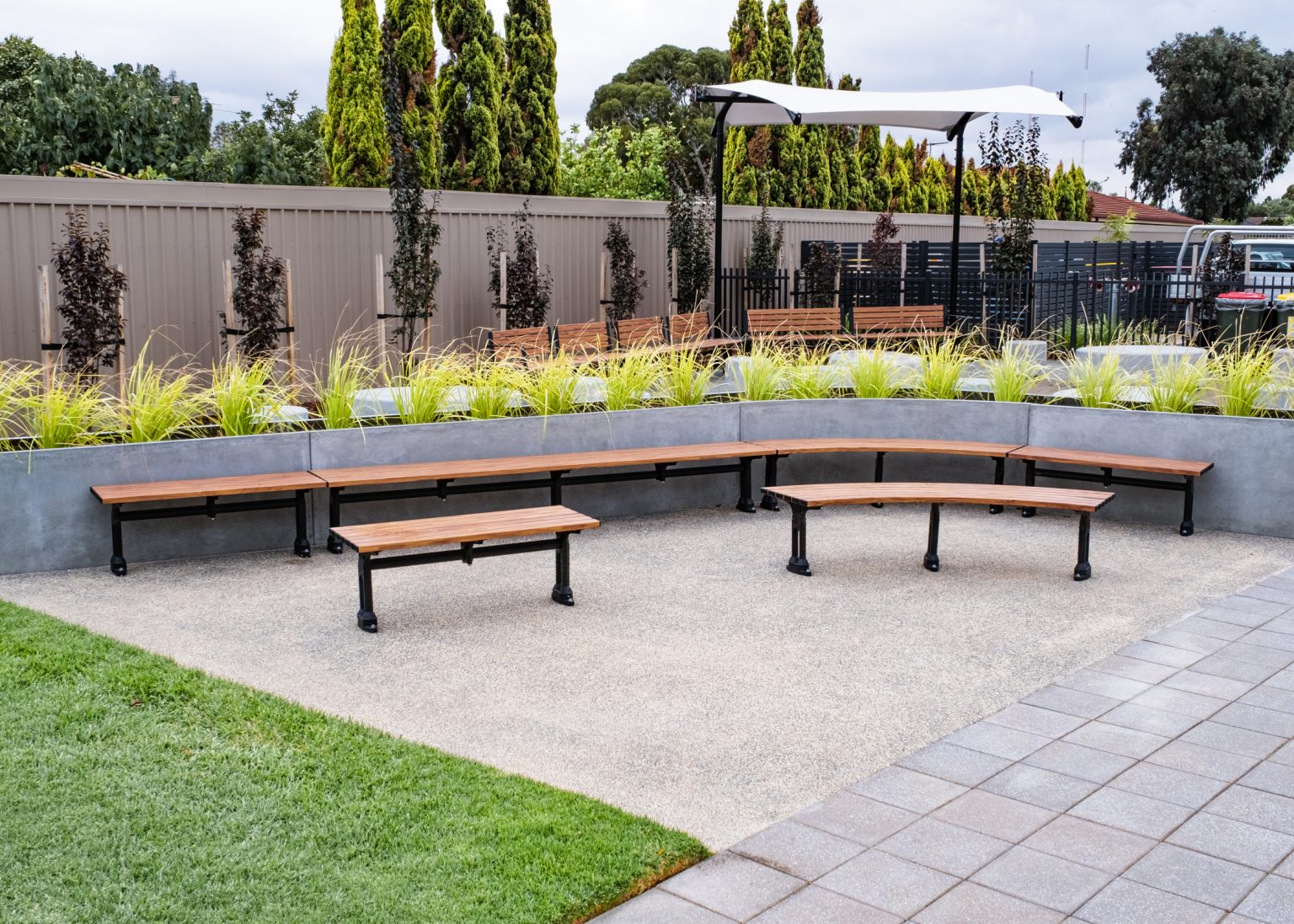 Mall Slim Benches (CMM8) and Mall Curved Slim Benches (CMM8-C).