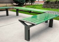 Aria Seating System (CMA4-2B-C90-3B-C90-2B) with Pedestal leg, Shamrock and Viper Green battens, Woodland Grey frames.
