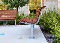 Classic Plaza Seat (CMP1) with eco-certified hardwood battens and Palladium Silver frame.