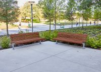 Classic Plaza Seat (CMP1) with eco-certified hardwood battens and Palladium Silver frame.