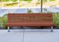 Classic Plaza Seat (CMP1) with eco-certified hardwood battens and Palladium Silver frame.