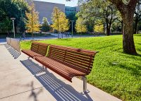Classic Plaza Seat (CMP1) with eco-certified hardwood battens and Palladium Silver frame.