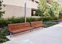 Classic Plaza Seat (CMP1) with eco-certified hardwood battens and Palladium Silver frame.