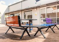 Aria Seating System, S-shape, with Sensation, Jaybird, Violet and Viper battens, Textura Monument frames.