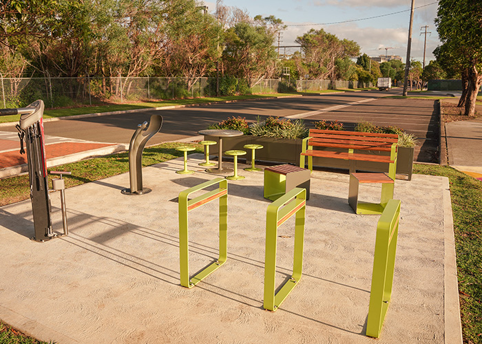 Linea Bicycle Stand, Arqua Drinking Fountain, Linea Cube, Linea Seat, Frame Planter.