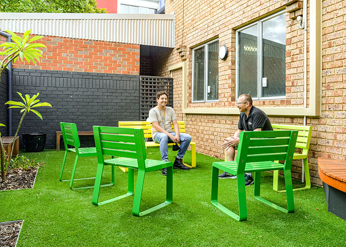Linea Seat (LIS10) single and 2-seaters, in Shamrock, Viper, and Lycra Strip Green. Photo: Emerge Associates