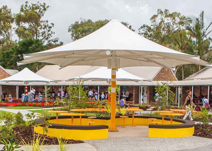 Cafe Round Tables and Stools powder coated in Safety Yellow.