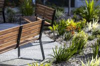 Linea Seat (1800mm) with aluminium Spotted Gum battens, Night Sky frames. Image: Architectus