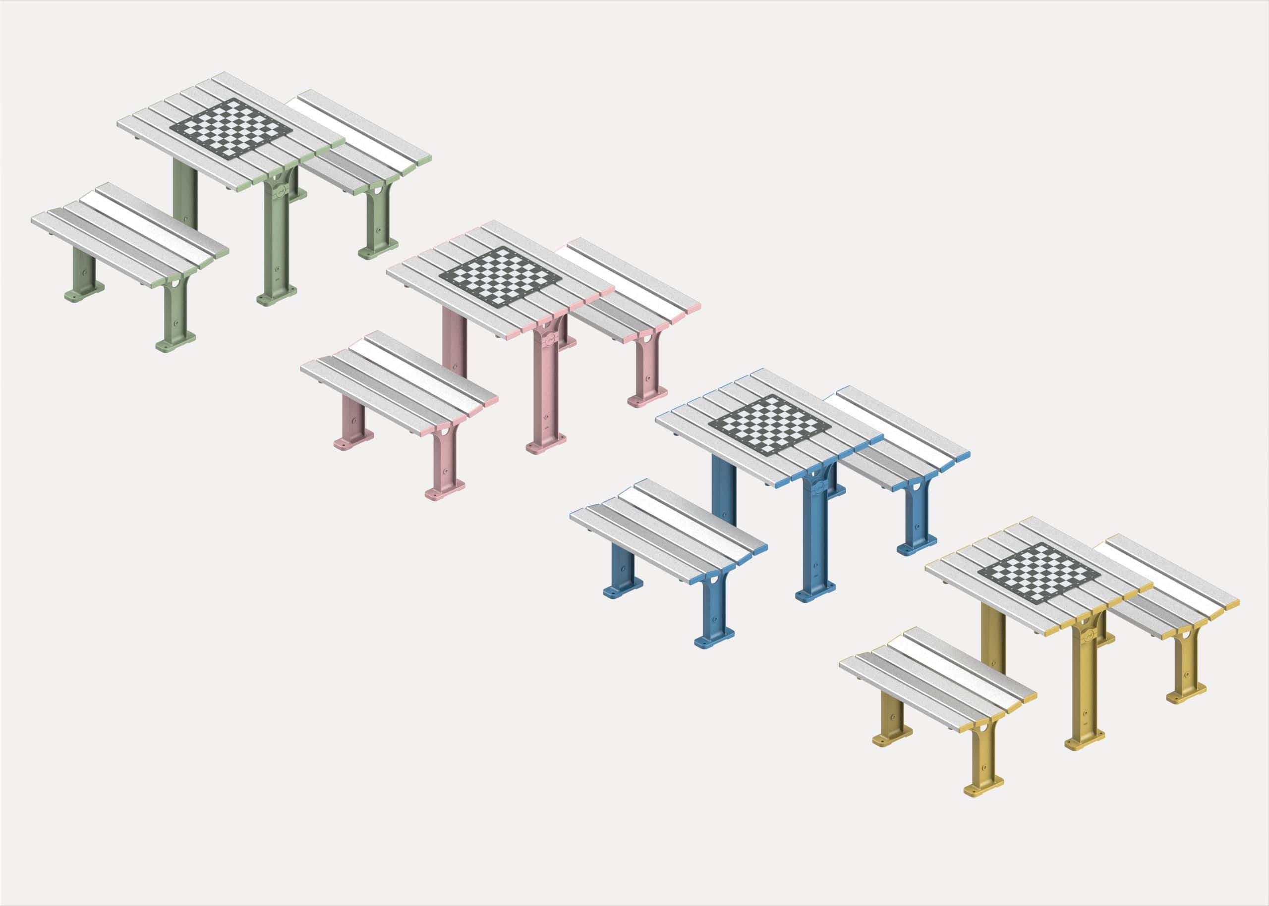 Qty 1 Square Chess Board on Park Table Settings with aluminium anodised battens and various frames.