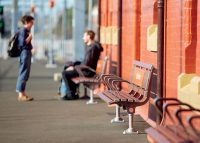Mall DDA Seat with aluminium woodgrain Bush Cherry battens.