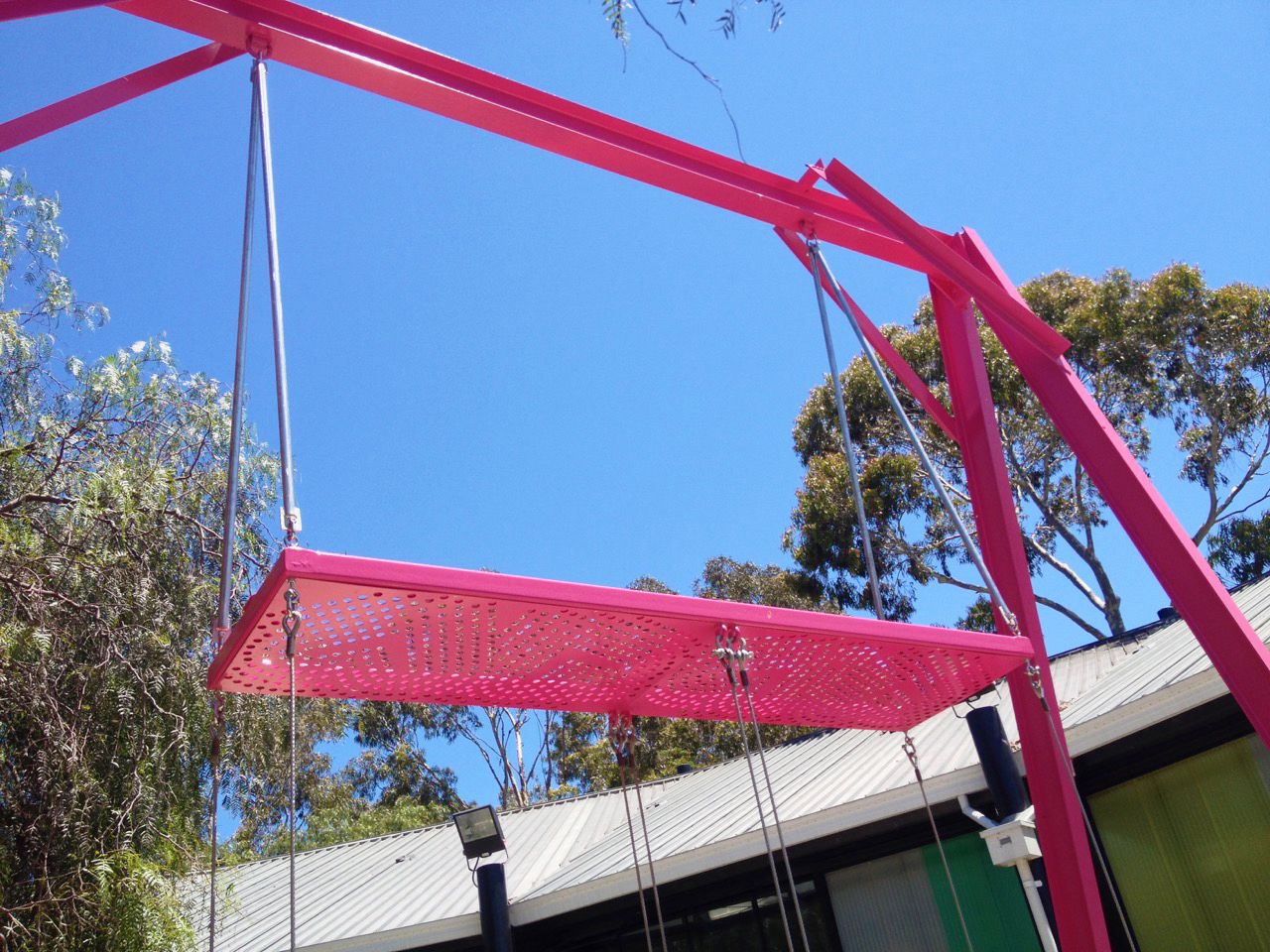 Custom Plaza Back-to-back Swing Seat | Photo courtesy of Tim Hart, Urban Initiatives