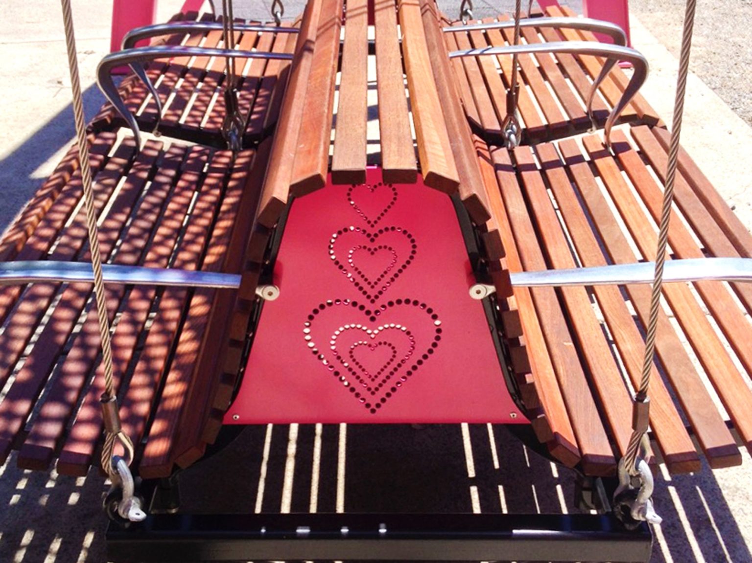 Custom Plaza Back-to-back Swing Seat | Photo courtesy of Tim Hart, Urban Initiatives
